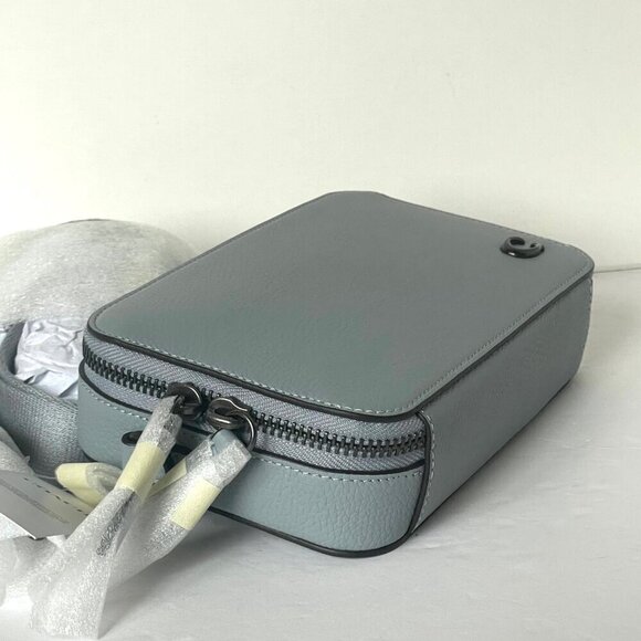 Coach Charter Slim Crossbody Bag Gray Pebbled Leather Round Pouch CC070 - Picture 9 of 11